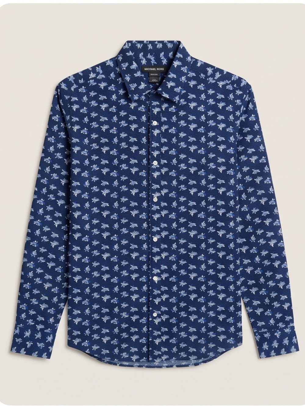 Michael Kors Navy Blue Floral Button-Down Shirt Slim Fit